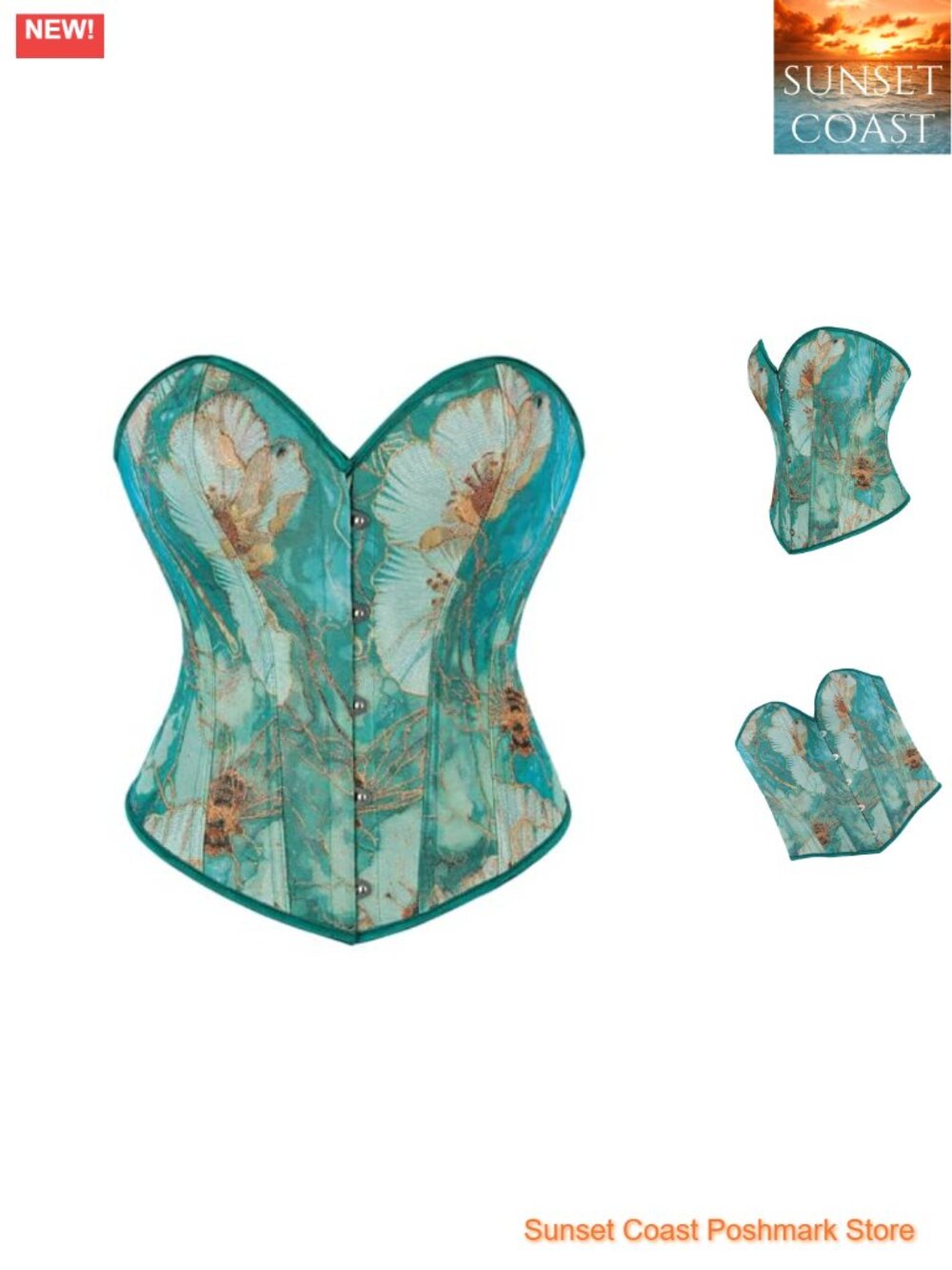 Floral Corset Top Women Strapless Bustier Shapewear Boned Lace Up